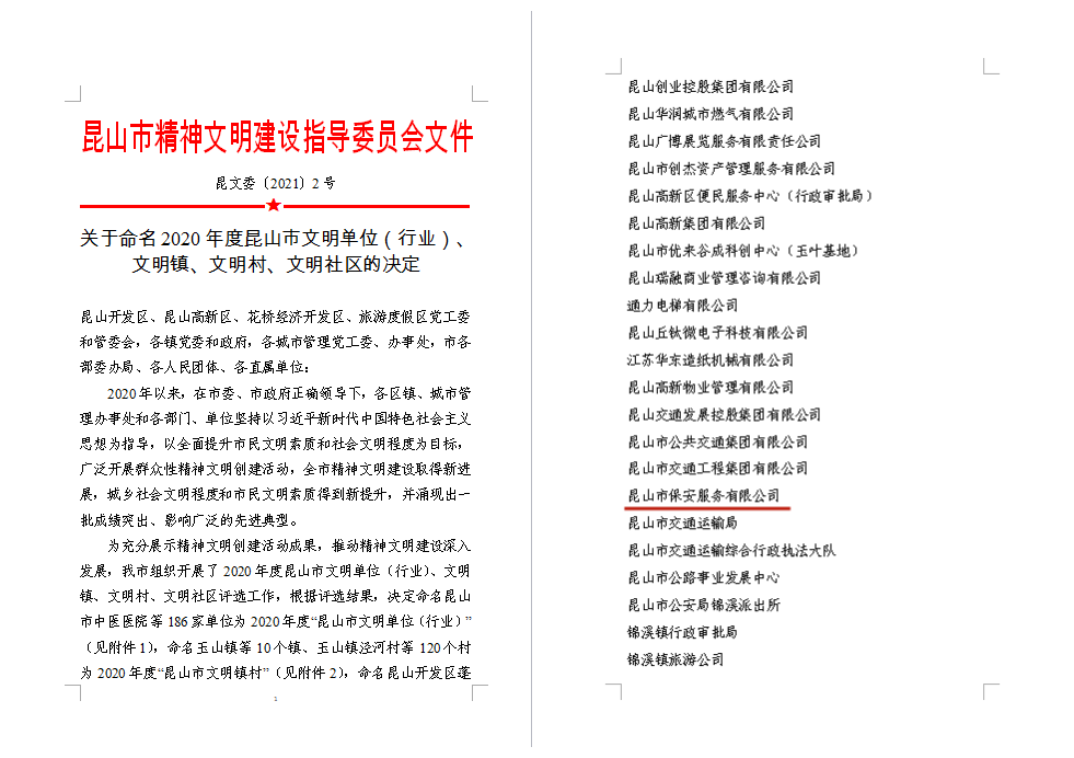 保安公司榮獲“2020年度昆山市文明單位”榮譽(yù)稱號(hào).png